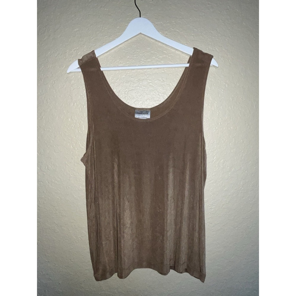 Chico's Brown Scoop Neck Sleeveless Tank Top Size 3 XL 16 Casual Basic Layering
